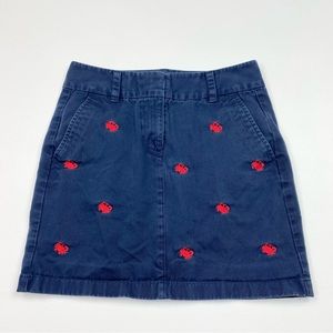 Women’s Vineyard Vines Embroidered Crab Print Mini Skirt Size 0